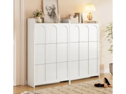 2 Armários de Sapatos Modernos - 2 x 70 x 25 x 120 cm - com 6 compartimentos - para entradas e salas de estar - MDF -*Merax