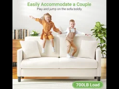 2/3 assentos em Teddy Velvet, sofá de conforto à direita em madeira maciça, sofá com apoios de braços, 165x78x89cm,*DripeX Outlet