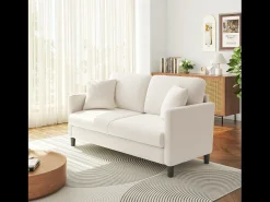 2/3 assentos em Teddy Velvet, sofá de conforto à direita em madeira maciça, sofá com apoios de braços, 165x78x89cm,*DripeX Outlet