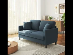 2/3 assentos em Teddy Velvet, sofá de conforto à direita em madeira maciça, amossa com apoios de braços, 165x78x89cm, -cinza-cinza^DripeX Online