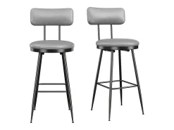 2 cadeiras de bar cinza com encosto, estilo industrial, altura do assento 65 cm, couro sintético^ Outlet
