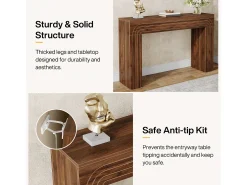 140 cm de comprimento, mesa estreita para sofá, mesa atrás do sofá, mesa de entrada moderna em madeira para a entrada, o corredor, o sala de estar^Tribesigns Sale