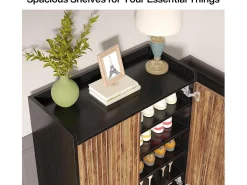 25 Pares de placas para sapatos, Armário Etagere de Grande Capacidade com Estrutura Preta para Entrada^Tribesigns Best