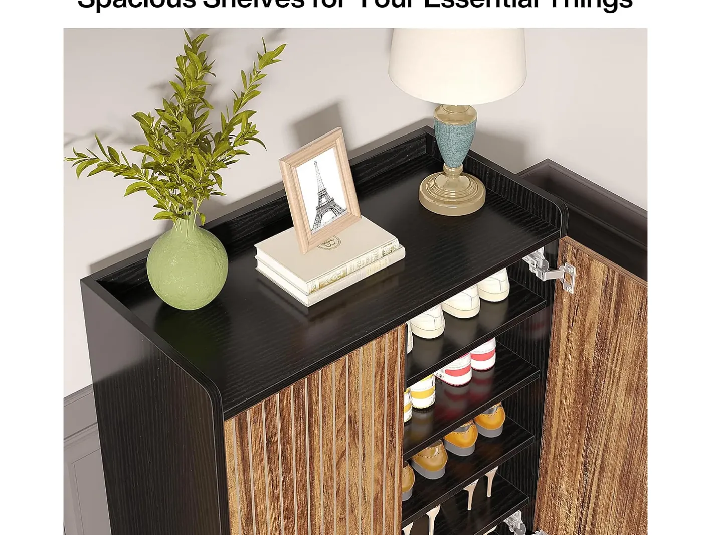 25 Pares de placas para sapatos, Armário Etagere de Grande Capacidade com Estrutura Preta para Entrada^Tribesigns Best