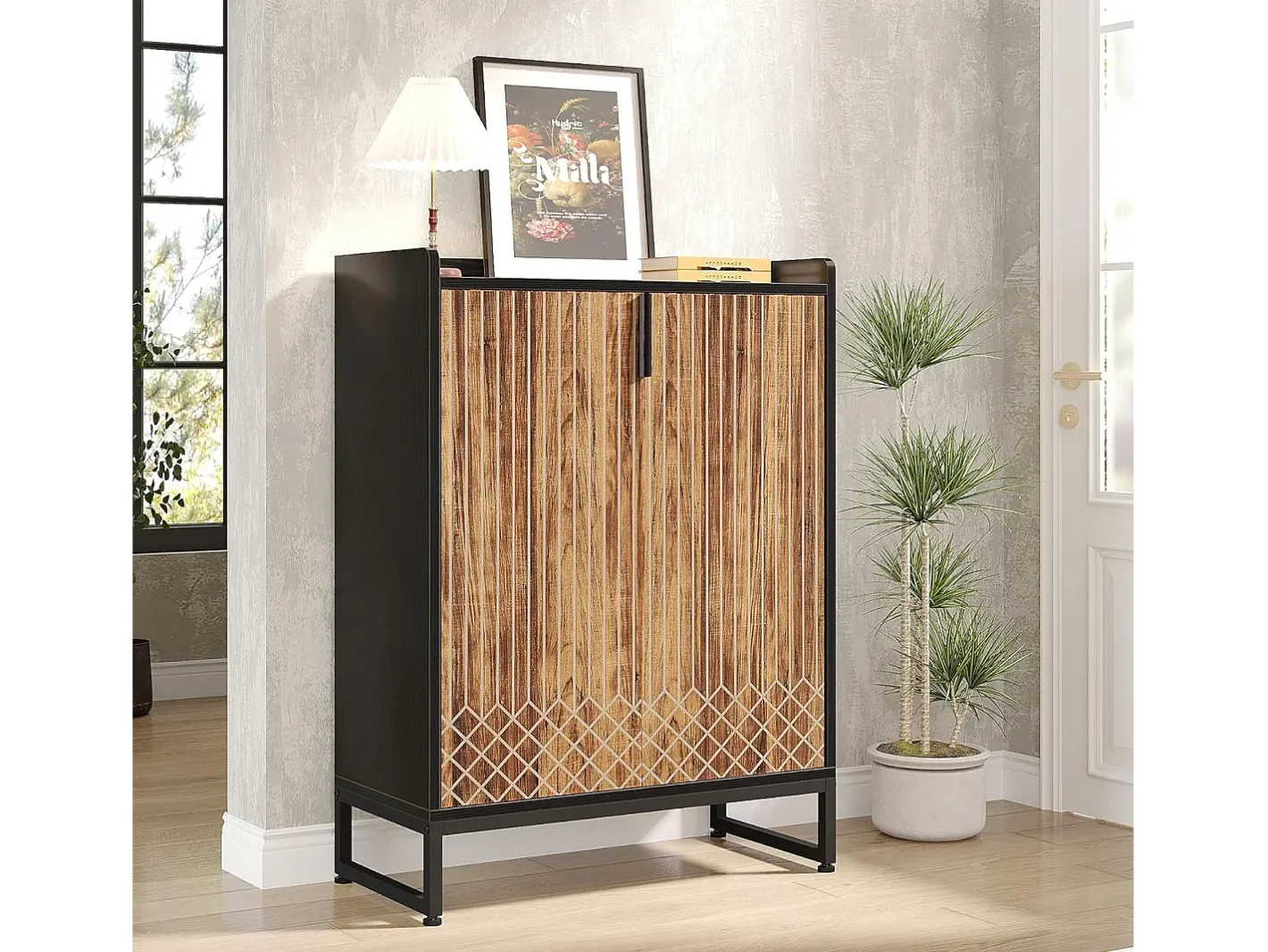 25 Pares de placas para sapatos, Armário Etagere de Grande Capacidade com Estrutura Preta para Entrada^Tribesigns Best
