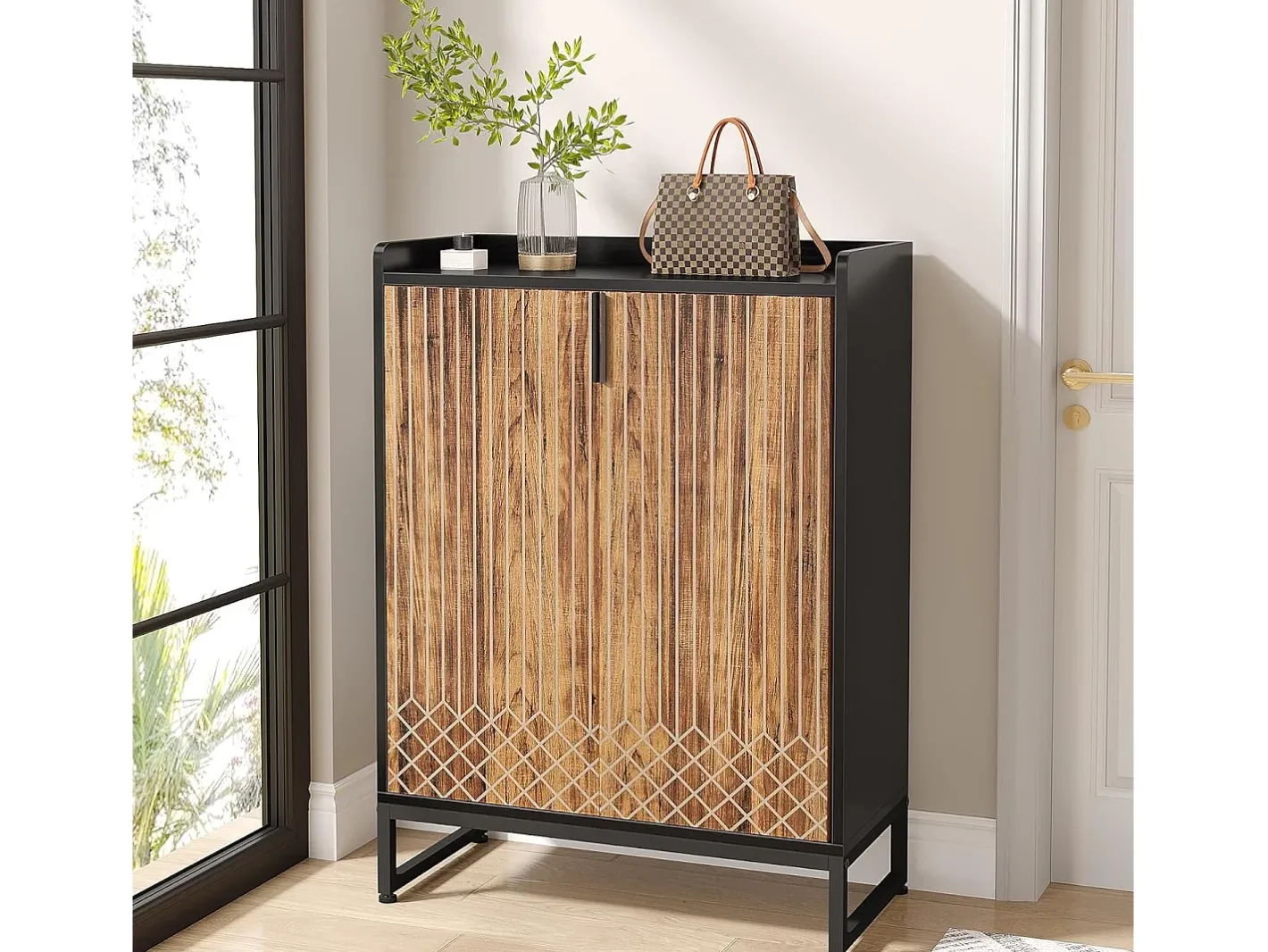 25 Pares de placas para sapatos, Armário Etagere de Grande Capacidade com Estrutura Preta para Entrada^Tribesigns Best