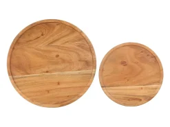 2 pcs conj. de mesas de centro madeira de acácia maciça e aço^vidaxl Clearance