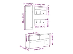 4 pcs conj. de móveis de corredor derivados de madeira^vidaxl Discount