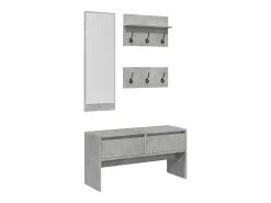 vidaxl Móvel De Entrada*4 pcs conj. móveis corredor derivados de madeira cinza cimento Cinzento