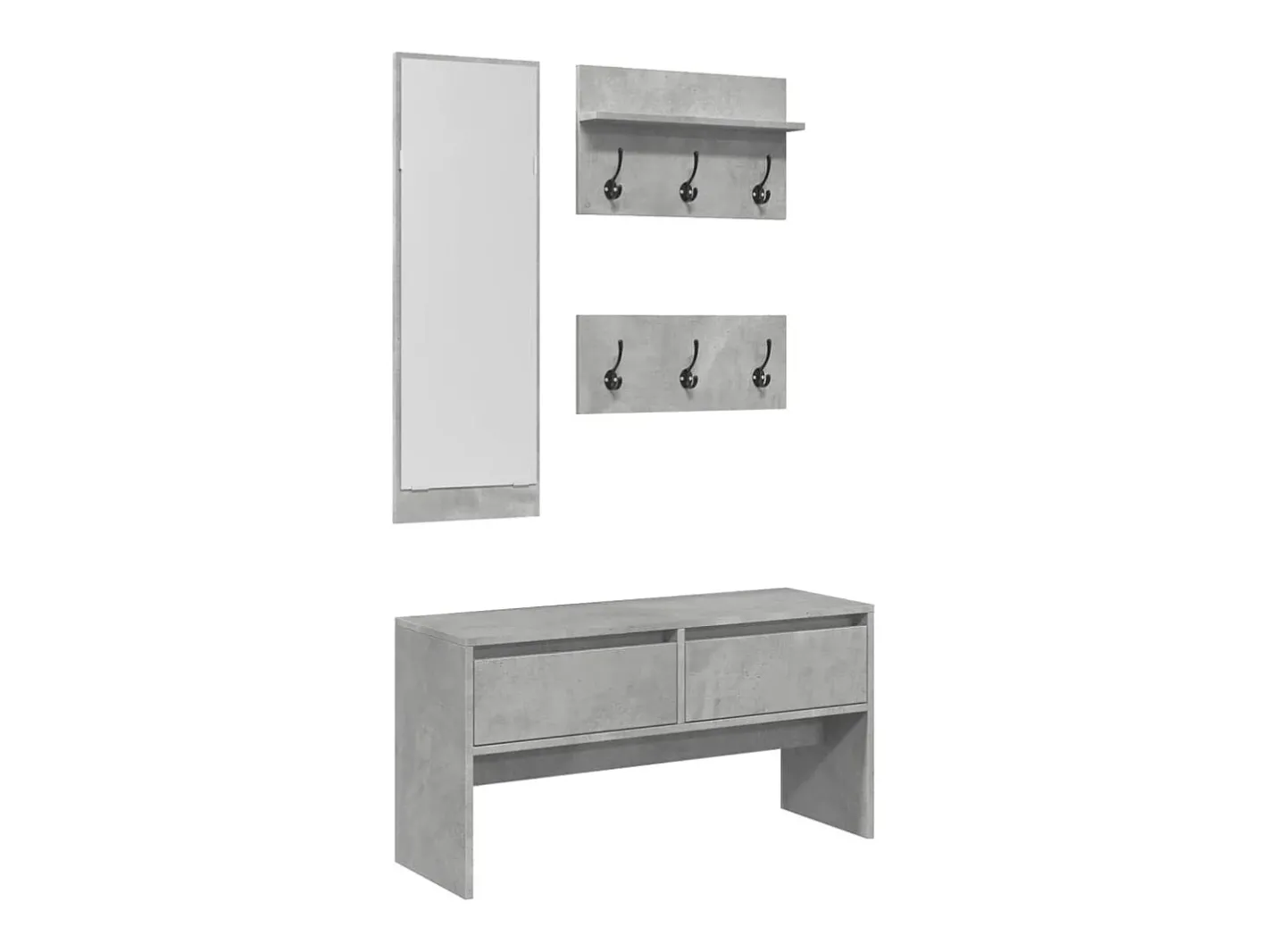 vidaxl Móvel De Entrada*4 pcs conj. móveis corredor derivados de madeira cinza cimento Cinzento