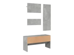 vidaxl Móvel De Entrada*4 pcs conj. móveis corredor derivados de madeira cinza cimento Cinzento