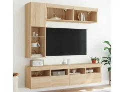 7 pcs conj. móveis de parede p/ TV c/ luzes LED carvalho sonoma*vidaxl Outlet
