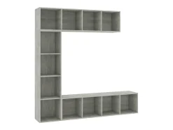 3 pcs conjunto armário TV/estante 180x30x180cm cimento PT784275^