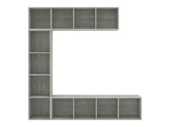 3 pcs conjunto armário TV/estante 180x30x180cm cimento PT784275^