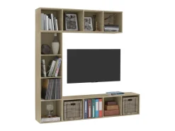 3 pcs conjunto armário TV/estante 180x30x180 cm carvalho sonoma PT395863^ Online