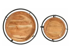 2 pcs Conjunto de mesa de apoio madeira de acácia maciça*vidaxl Clearance