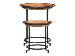 2 pcs Conjunto de mesa de apoio madeira de acácia maciça*vidaxl Clearance
