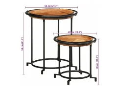 2 pcs Conjunto de mesa de apoio madeira de acácia maciça*vidaxl Clearance