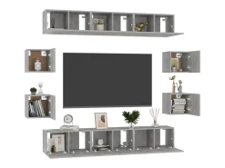 10 pcs conjunto de móveis de TV contraplacado cimento PT269235* Clearance