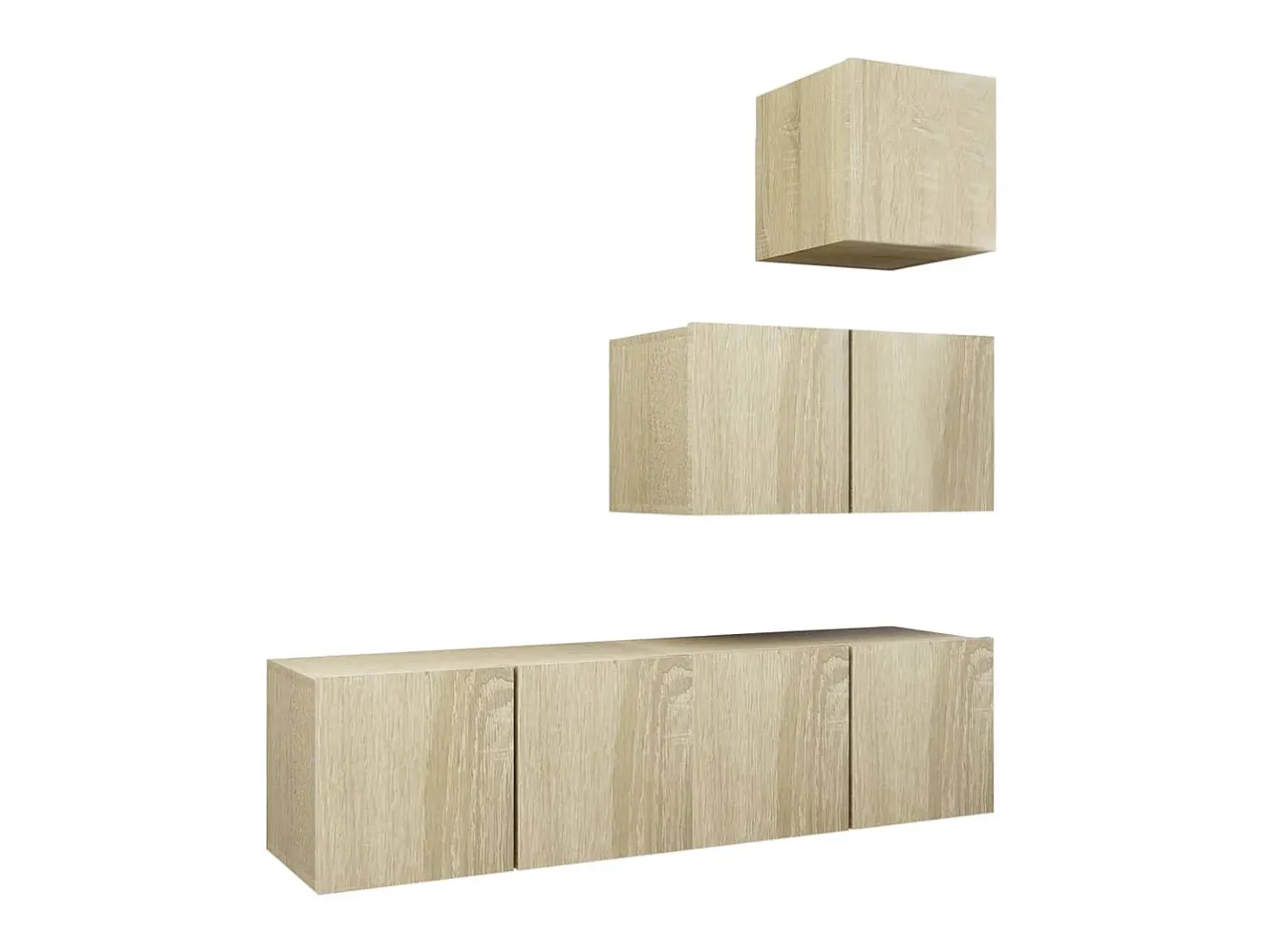 4 pcs conjunto de móveis de TV contraplacado carvalho sonoma PT387123* Sale