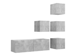 vidaxl Móvel De Tv*5 pcs conjunto de móveis de TV contraplacado cimento Cinzento