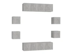 vidaxl Móvel De Tv*8 pcs conjunto de móveis de TV contraplacado cimento Cinzento