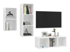 3 pcs conjunto de móveis de TV contraplacado PT442924^ Hot