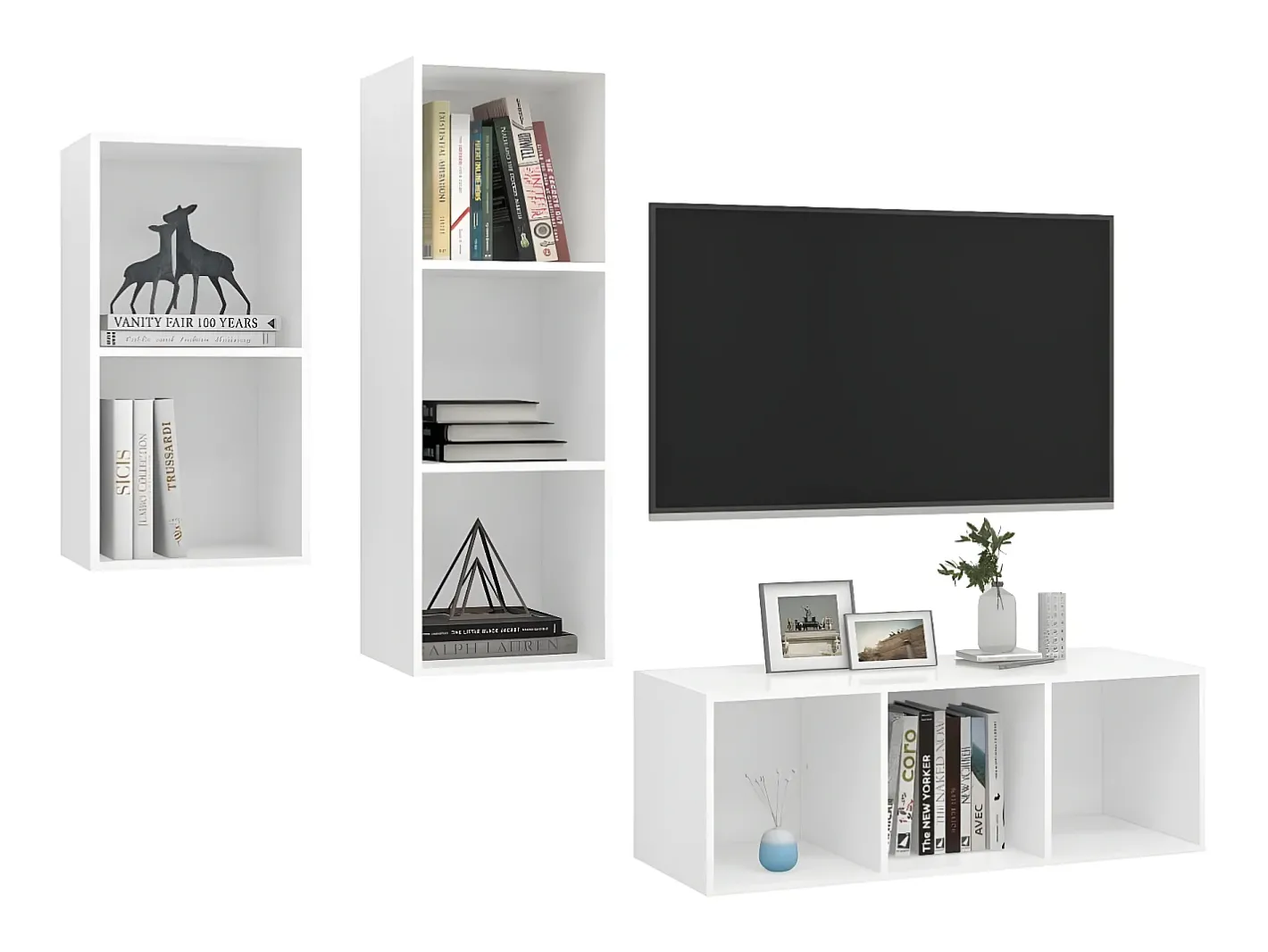 3 pcs conjunto de móveis de TV contraplacado PT442924^ Hot