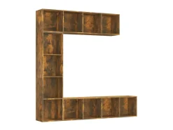 3 pcs conjunto estante/móvel TV 180x30x180 cm carvalho fumado PT355736^