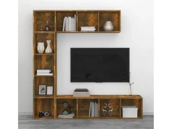 3 pcs conjunto estante/móvel TV 180x30x180 cm carvalho fumado PT355736^