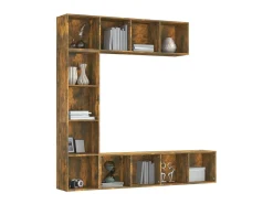 3 pcs conjunto estante/móvel TV 180x30x180 cm carvalho fumado PT355736^