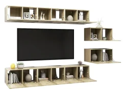 8 pcs conjunto móveis de TV derivados madeira carvalho sonoma PT510897*