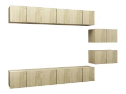 8 pcs conjunto móveis de TV derivados madeira carvalho sonoma PT510897*
