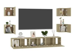 7 pcs conjunto móveis de TV derivados madeira carvalho sonoma PT874236^ Sale