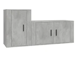 2 pcs conjunto móveis de TV derivados de madeira cinza cimento PT528225^ New