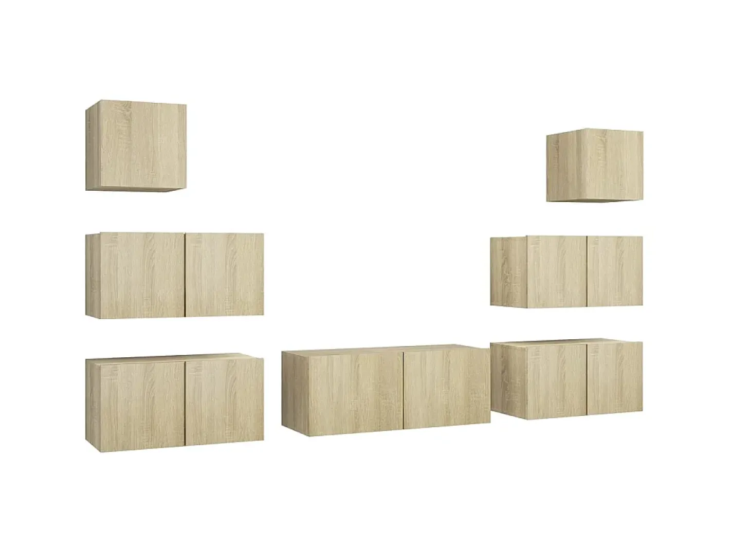 7 pcs conjunto móveis de TV derivados madeira carvalho sonoma PT216107^ New
