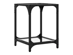 2 pcs Mesas de centro | Mesa de apoio | Mesa de café c/ topo vidro 30x30x40cm aço^ Sale