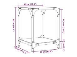 2 pcs Mesas de centro | Mesa de apoio | Mesa de café c/ topo vidro 30x30x40cm aço^ Sale