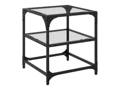 2 pcs Mesas de centro | Mesa de apoio | Mesa de café c/ topo vidro 40x40x45cm aço^ Clearance