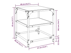 2 pcs Mesas de centro | Mesa de apoio | Mesa de café c/ topo vidro 40x40x45cm aço^ Clearance