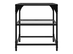 2 pcs Mesas de centro | Mesa de apoio | Mesa de café c/ topo vidro 40x40x45cm aço^ Clearance