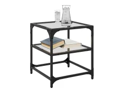 2 pcs Mesas de centro | Mesa de apoio | Mesa de café c/ topo vidro 40x40x45cm aço^ Clearance