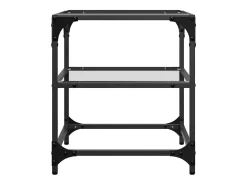 2 pcs Mesas de centro | Mesa de apoio | Mesa de café c/ topo vidro 40x40x45cm aço^ Clearance