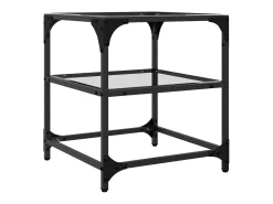 2 pcs Mesas de centro | Mesa de apoio | Mesa de café c/ topo vidro 40x40x45cm aço^ Clearance