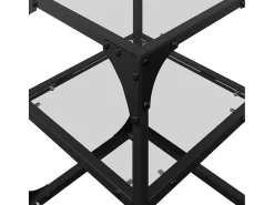 2 pcs Mesas de centro | Mesa de apoio | Mesa de café c/ tampo vidro 30x30x45cm aço* Hot