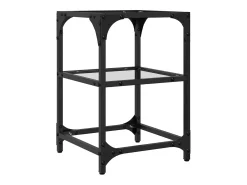 2 pcs Mesas de centro | Mesa de apoio | Mesa de café c/ tampo vidro 30x30x45cm aço* Hot