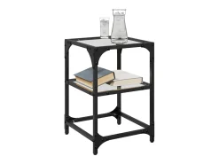 2 pcs Mesas de centro | Mesa de apoio | Mesa de café c/ tampo vidro 30x30x45cm aço* Hot