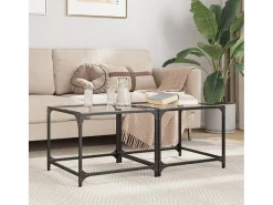 2 pcs Mesas de centro | Mesa de apoio | Mesa de café c/ topo vidro 50x50x40cm aço* Discount
