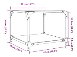 2 pcs Mesas de centro | Mesa de apoio | Mesa de café c/ topo vidro 50x50x40cm aço^ Outlet