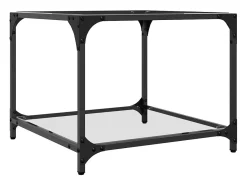 2 pcs Mesas de centro | Mesa de apoio | Mesa de café c/ topo vidro 50x50x40cm aço^ Outlet
